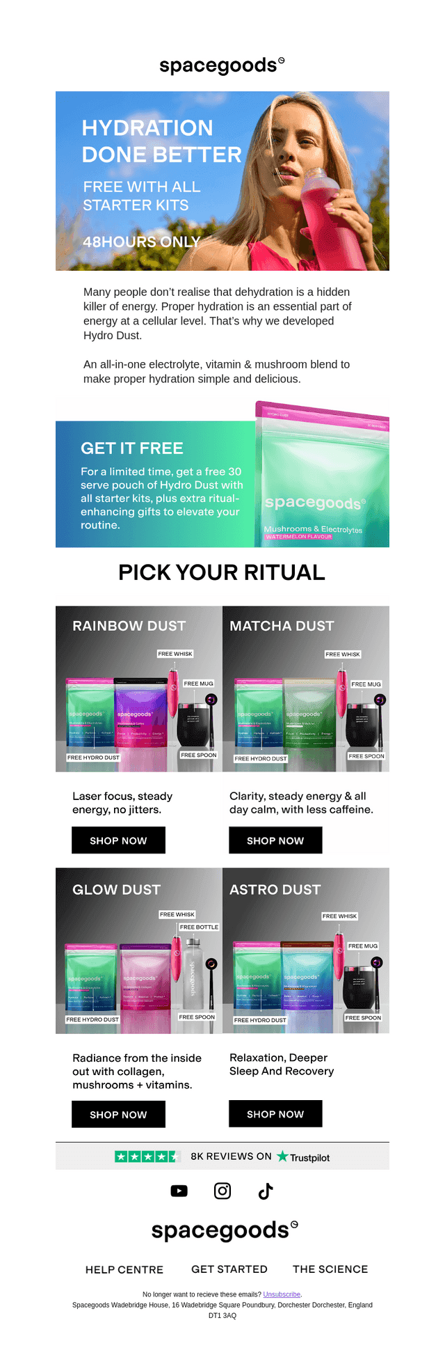 Free Hydro Dust with all starter kits