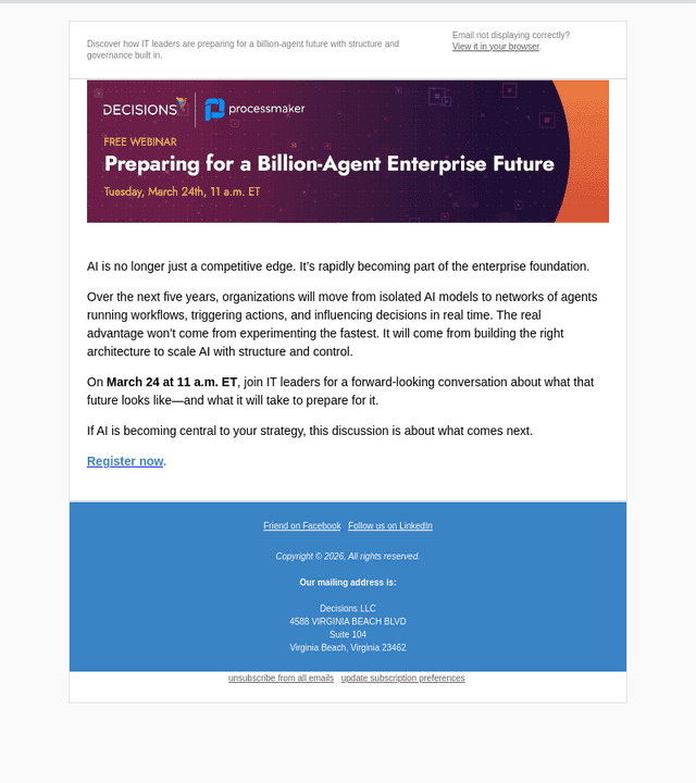 Upcoming Webinar: Preparing for a Billion-Agent Enterprise