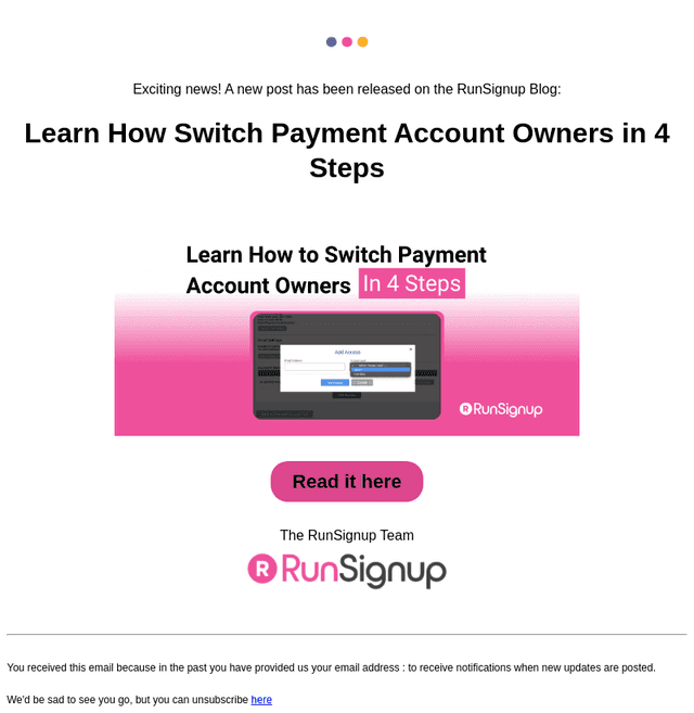 RunSignUp email from Tue, Mar 3, 2026