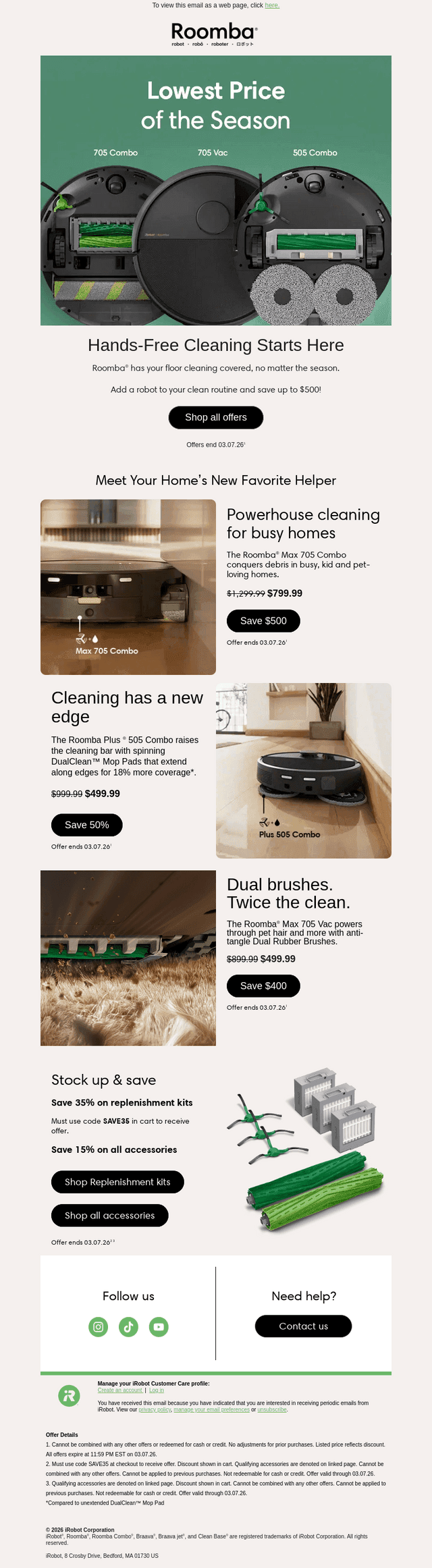 iRobot email from Wed, Mar 4, 2026