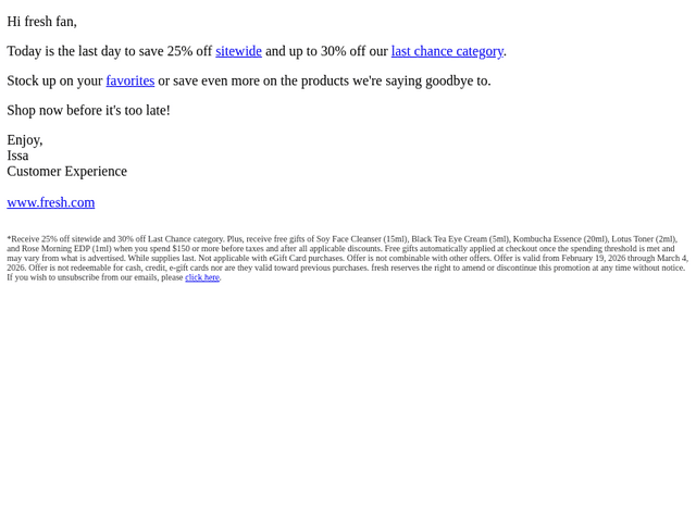 25% off ends today