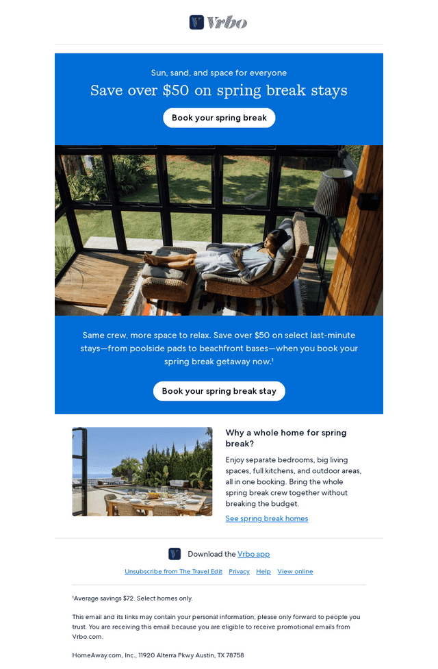 Save over $50 on a last‑minute spring break stay