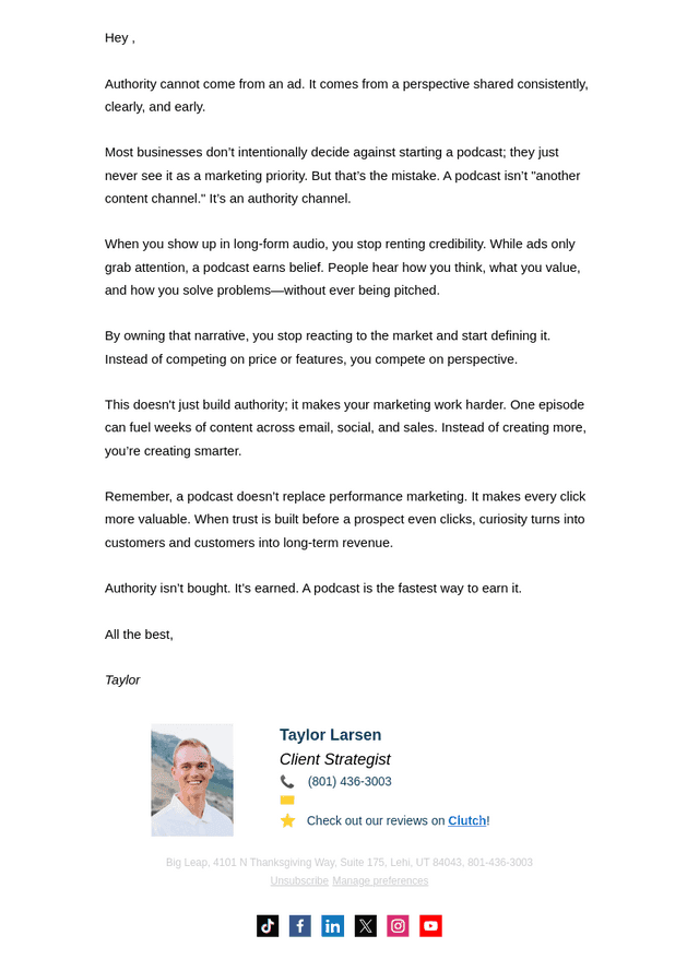 Big Leap email from Thu, Mar 5, 2026