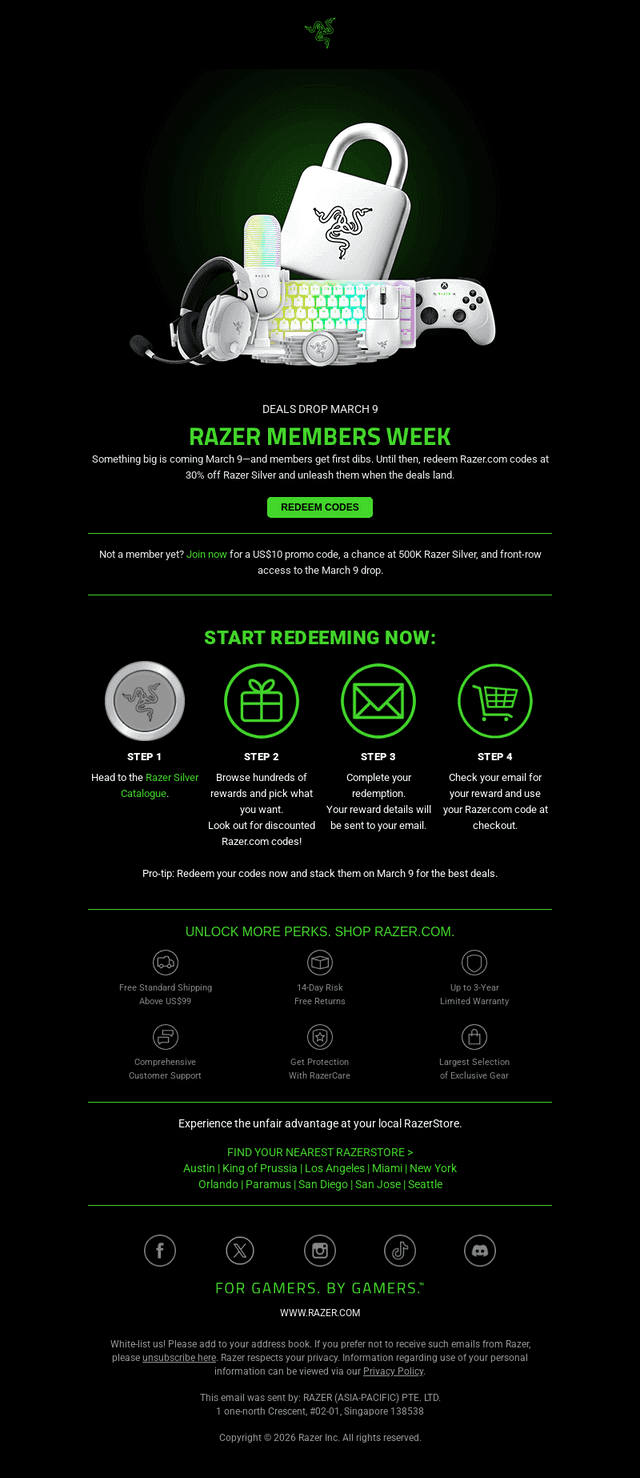 Razer email from Thu, Mar 5, 2026