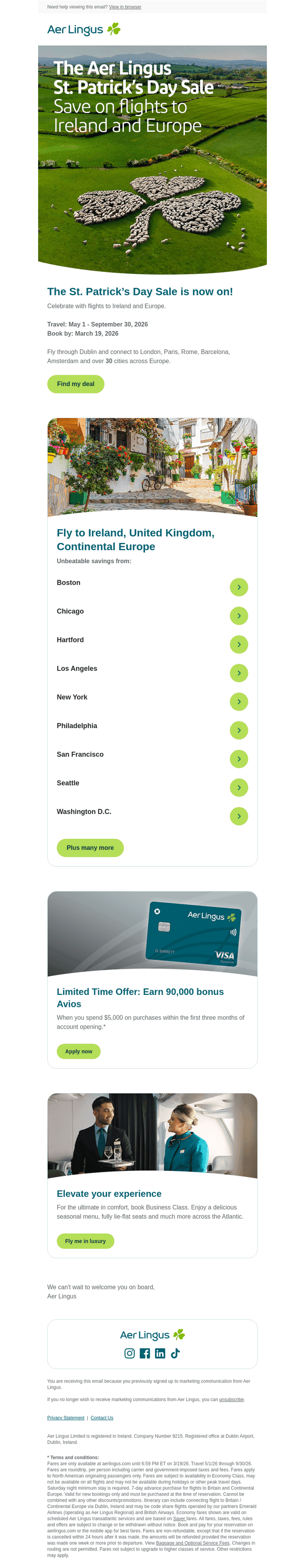 Aer Lingus email from Thu, Mar 5, 2026