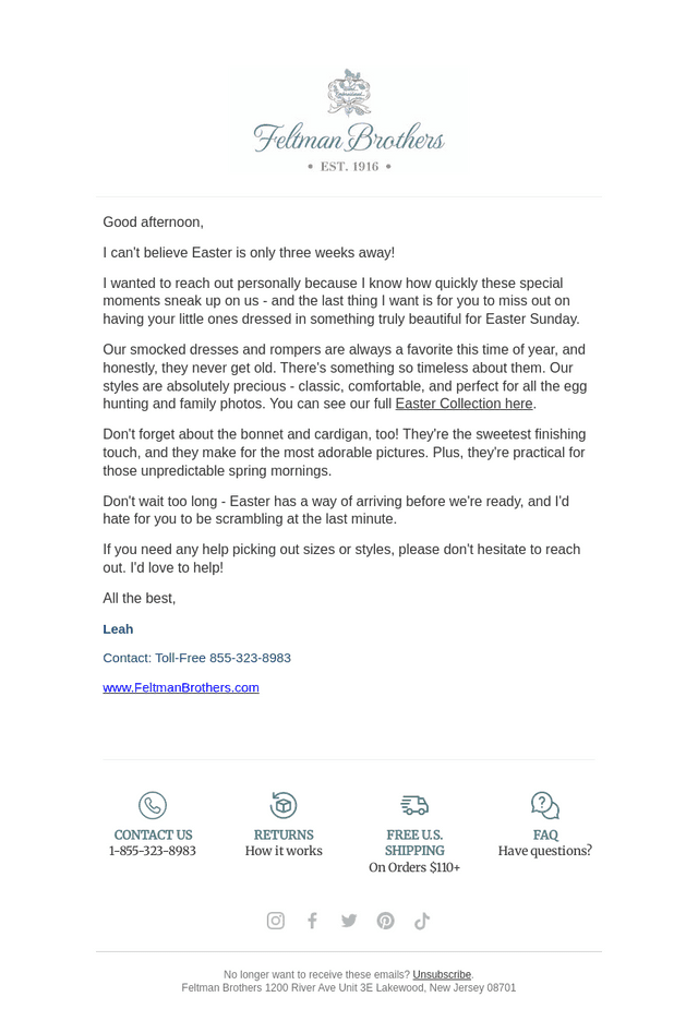 Feltman Brothers email from Thu, Mar 5, 2026