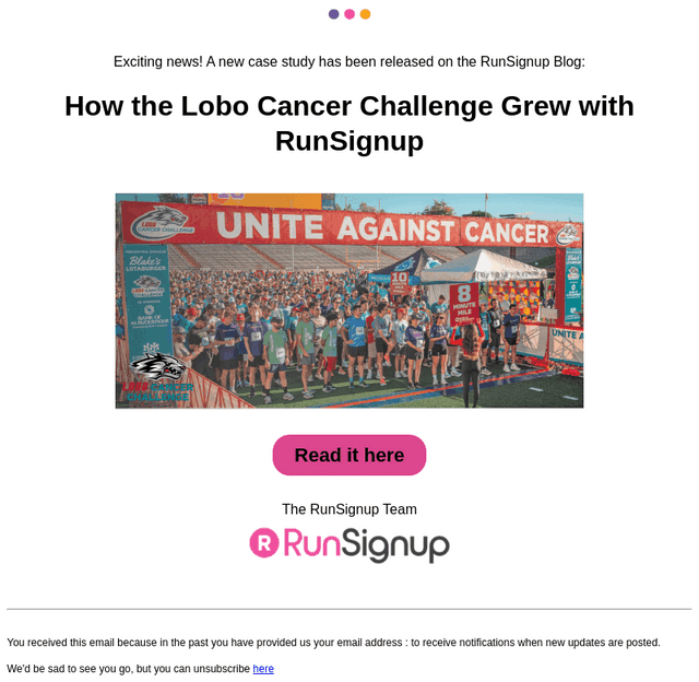 RunSignUp email from Thu, Mar 5, 2026