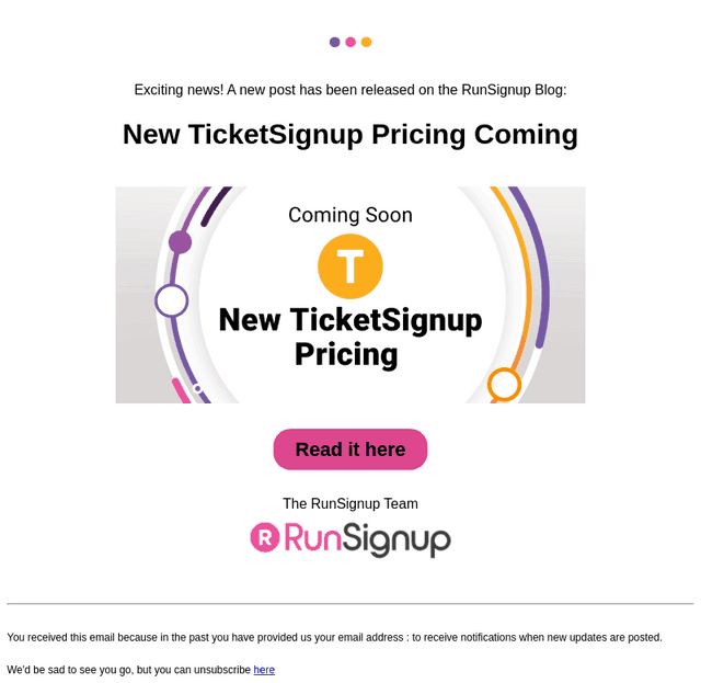 New Post! - New TicketSignup Pricing Coming