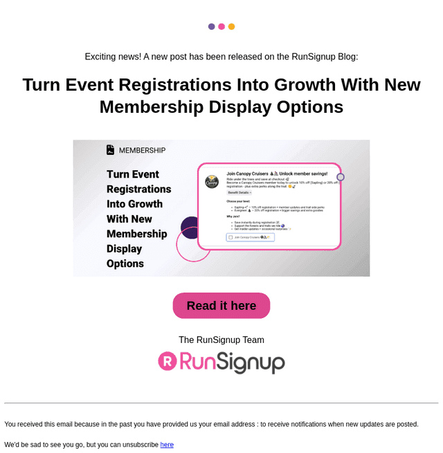 RunSignUp email from Fri, Mar 6, 2026