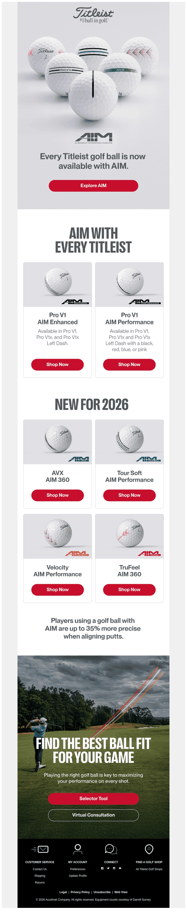 AIM with Every Titleist Golf Ball