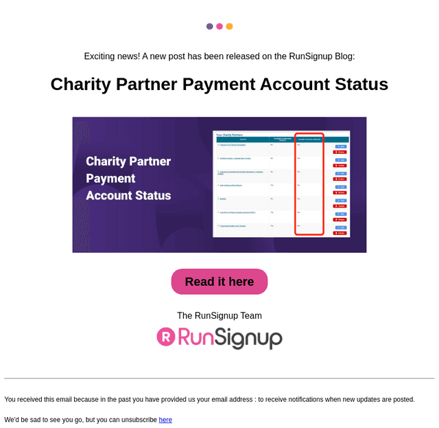 RunSignUp email from Fri, Mar 6, 2026