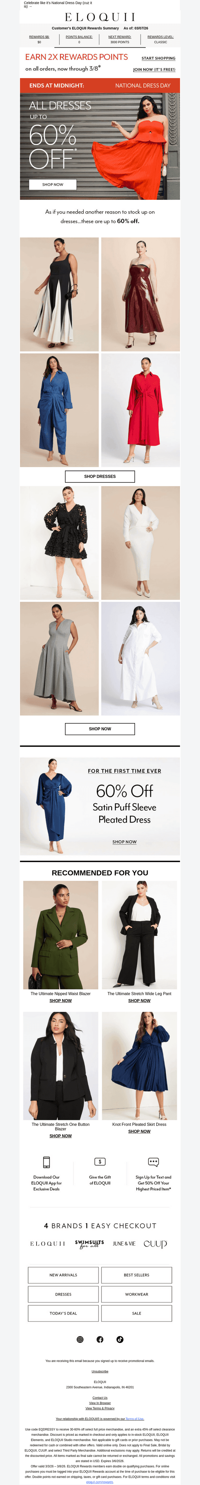 Up to 60% off 👗 + 2X points? Say less