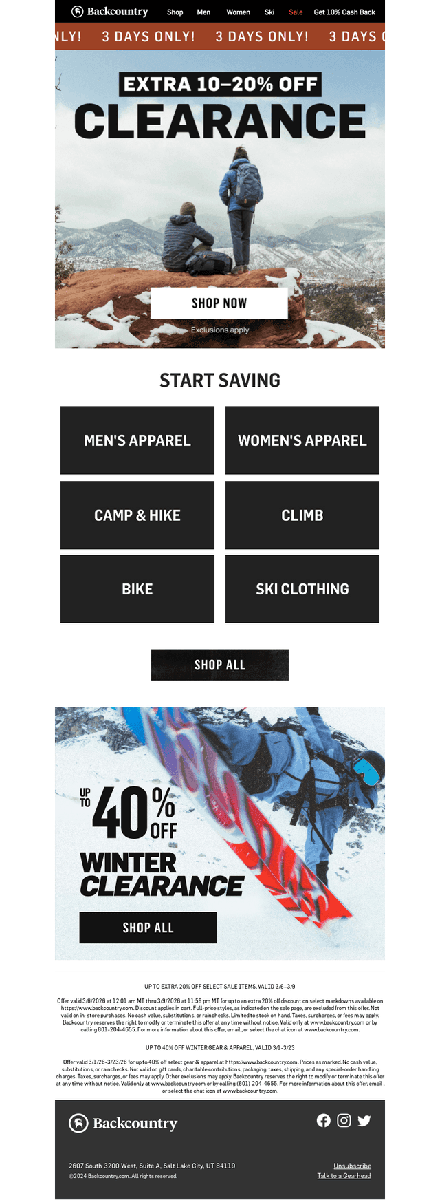 EXTRA 10–20% off clearance! 3 days only