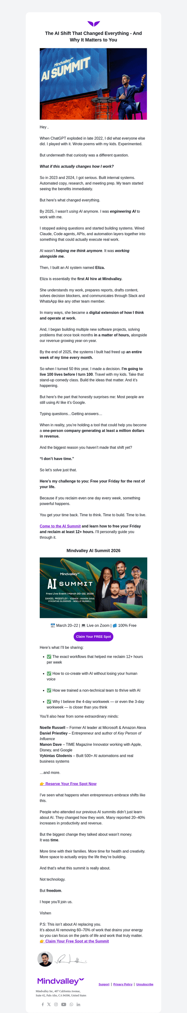 Mindvalley email from Sat, Mar 7, 2026