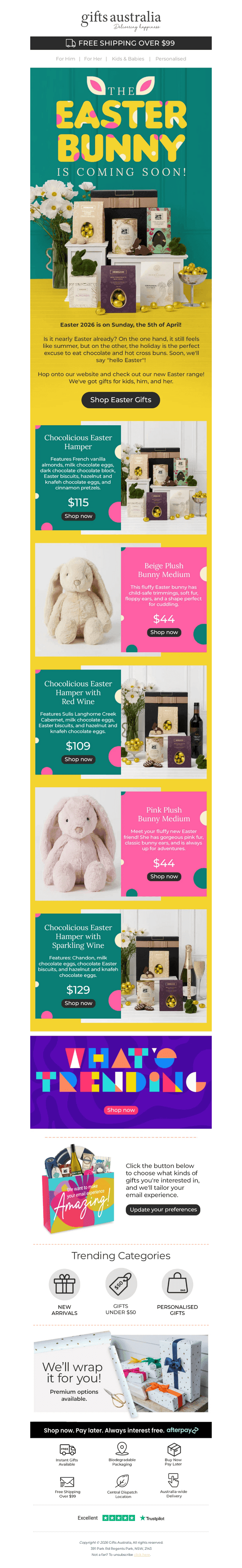 Gifts Australia email from Sun, Mar 8, 2026
