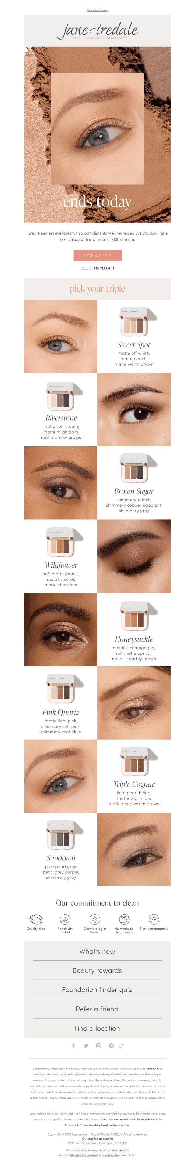 Final hours for a FREE Eye Shadow Triple