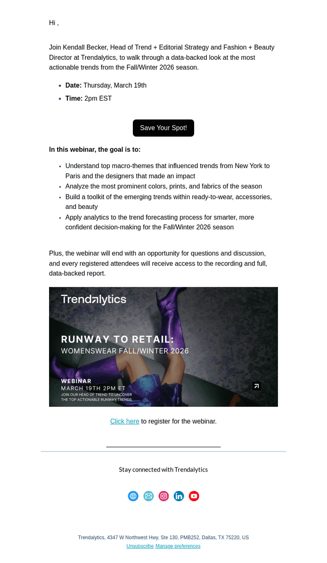 INVITE: Womenswear Fall/Winter 2026 Webinar