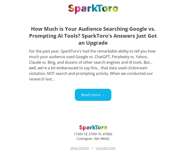 SparkToro email from Mon, Mar 9, 2026