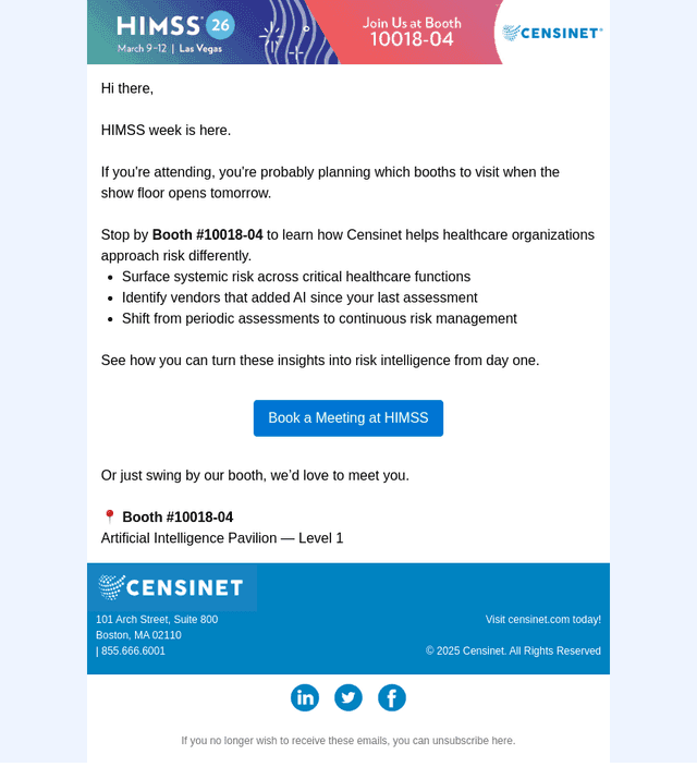 3 things Censinet is showing at HIMSS this week