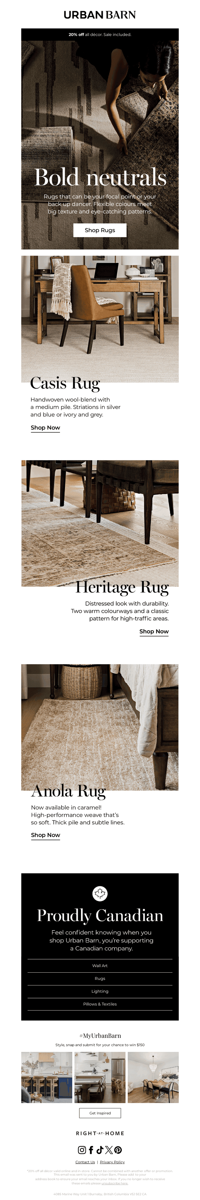 20% off bold yet neutral rugs