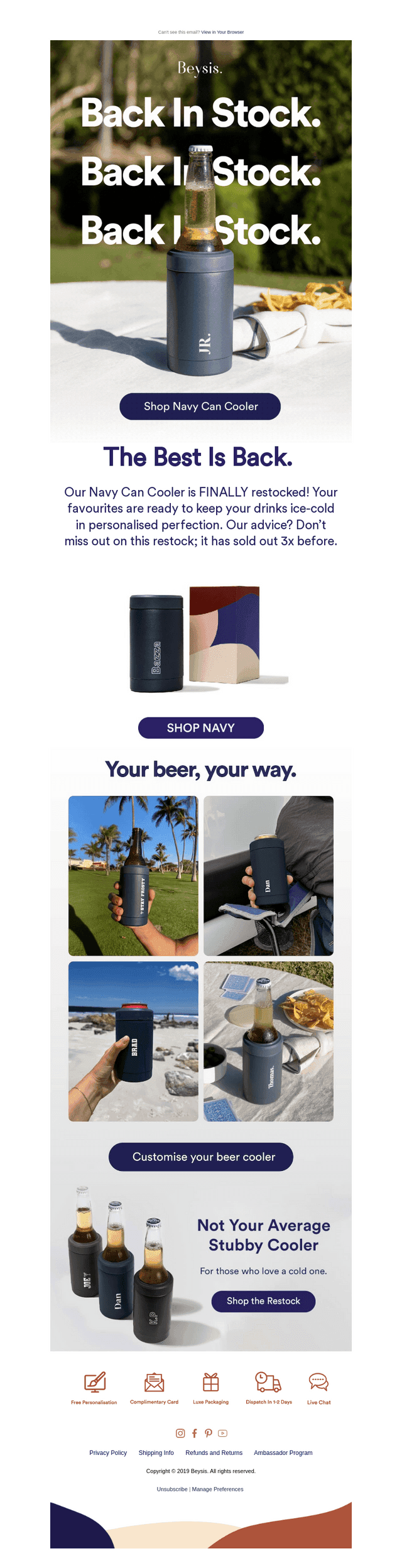 JUST RESTOCKED: Navy Can Coolers 🍺