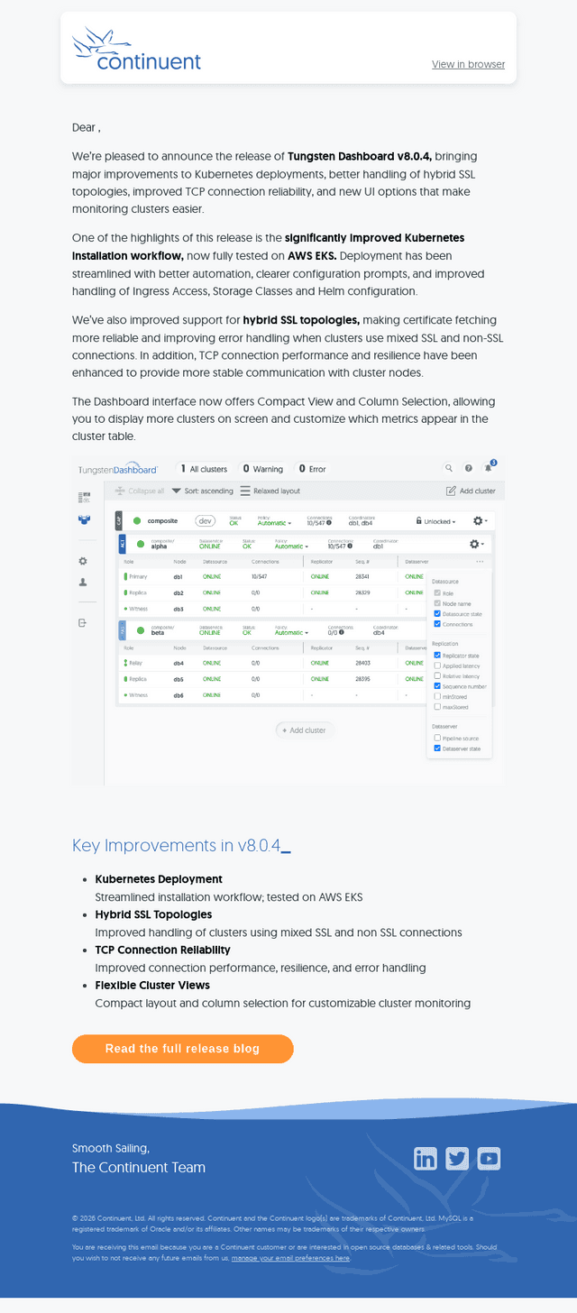 Announcing Tungsten Dashboard v8.0.4