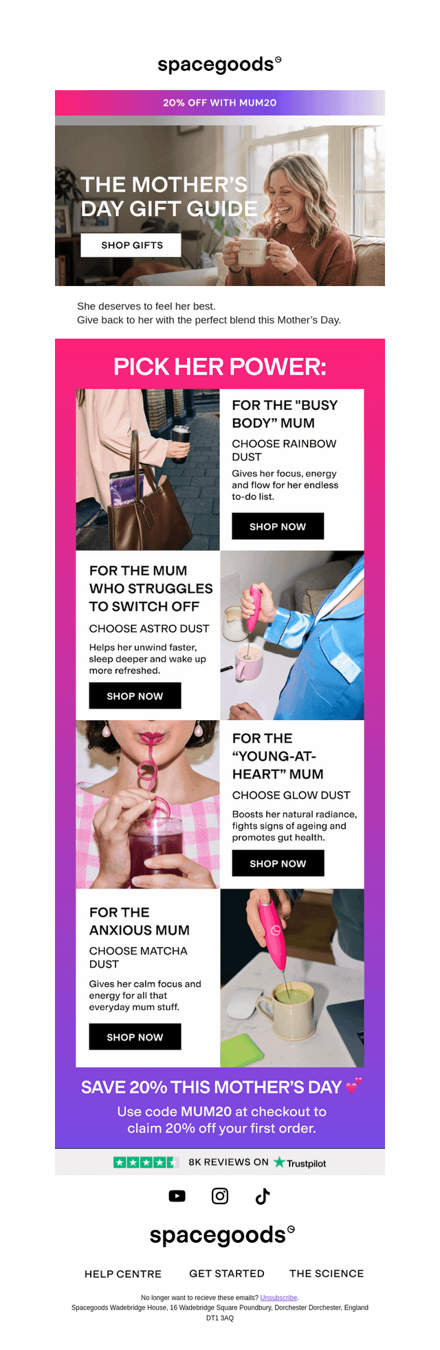 20% off for Mother's Day