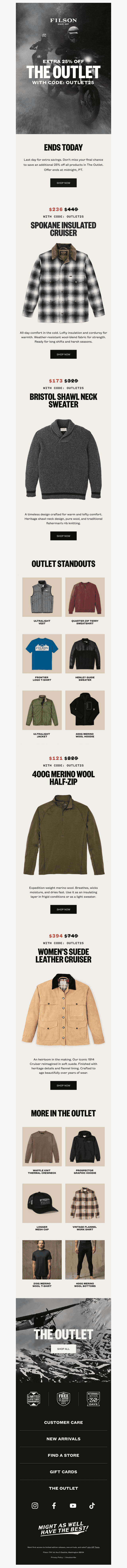 The Outlet: Final Day for Extra 25% Off