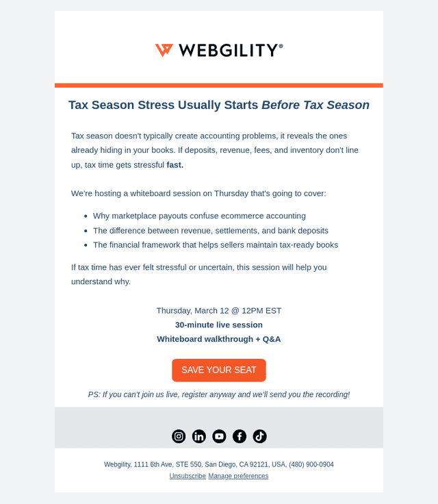 Webgility email from Tue, Mar 10, 2026