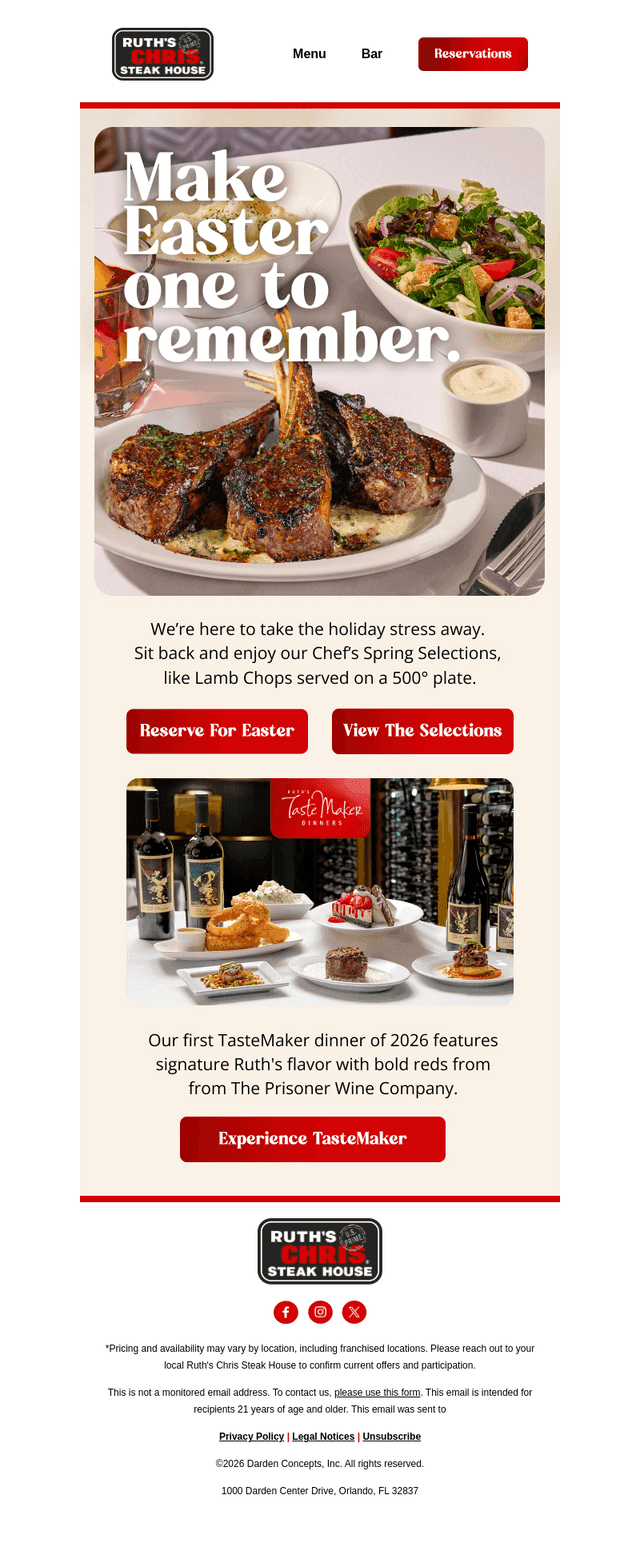 Ruth's Chris email from Tue, Mar 10, 2026