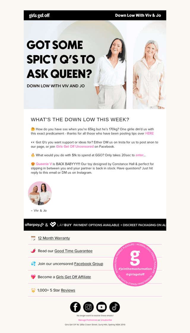 Curious? Ask away, Queen!