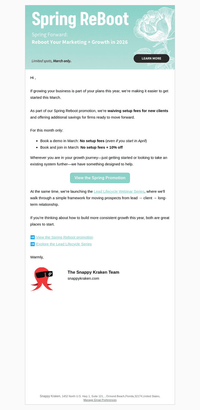 [NEW] Spring Savings Are Here: $0 Setup + 10% Off