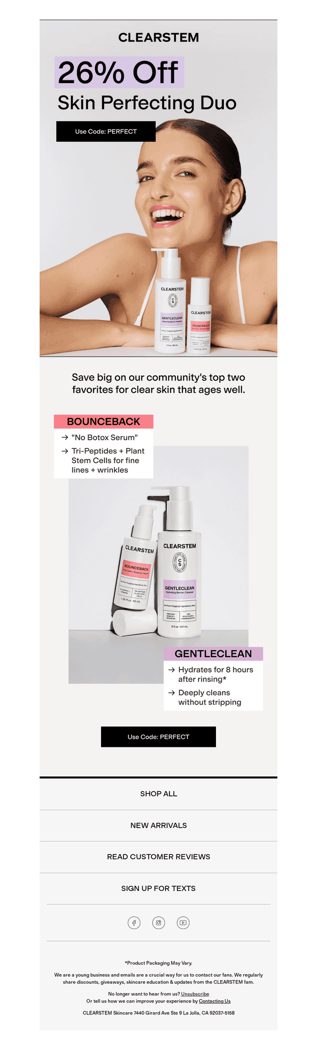 CLEARSTEM Skincare email from Thu, Mar 12, 2026