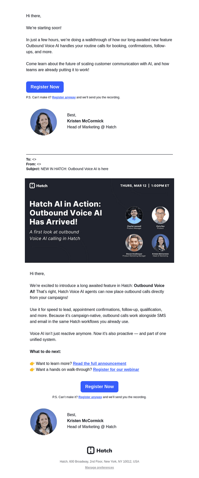 Happening today: Outbound Voice AI walk-through