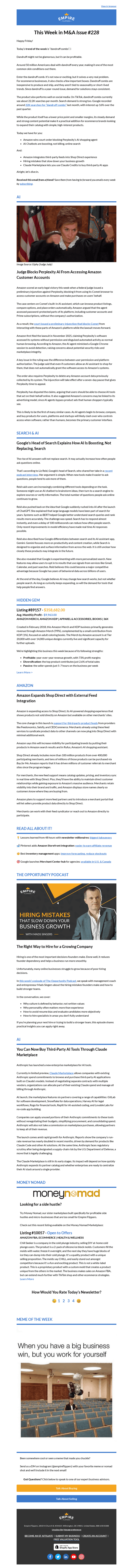 Empire Flippers email from Fri, Mar 13, 2026