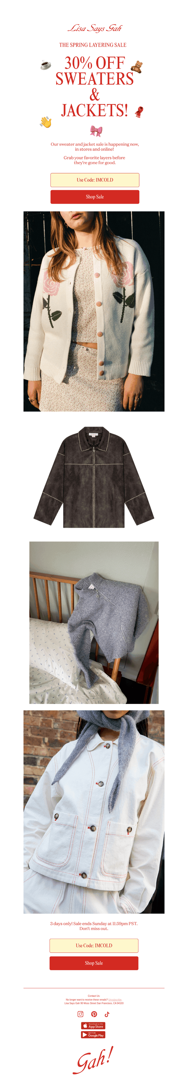 30% OFF SWEATERS + JACKETS 🎀