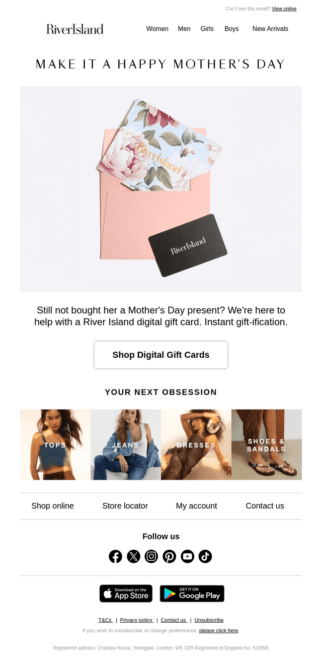 River Island email from Sat, Mar 14, 2026