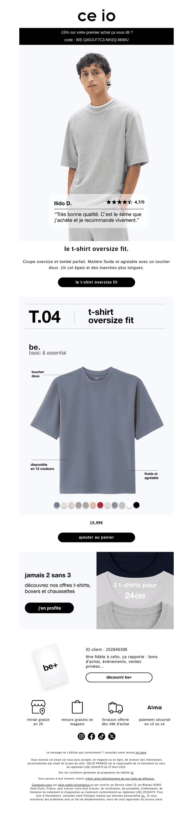 Le t-shirt oversize à 15,99€