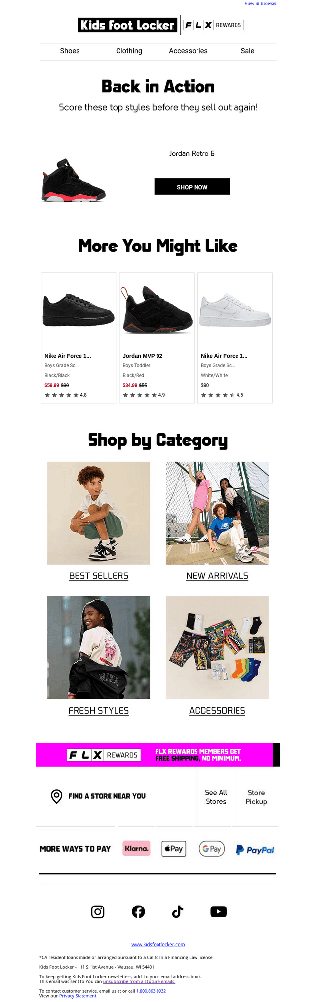 Kids Foot Locker email from Sat, Mar 14, 2026