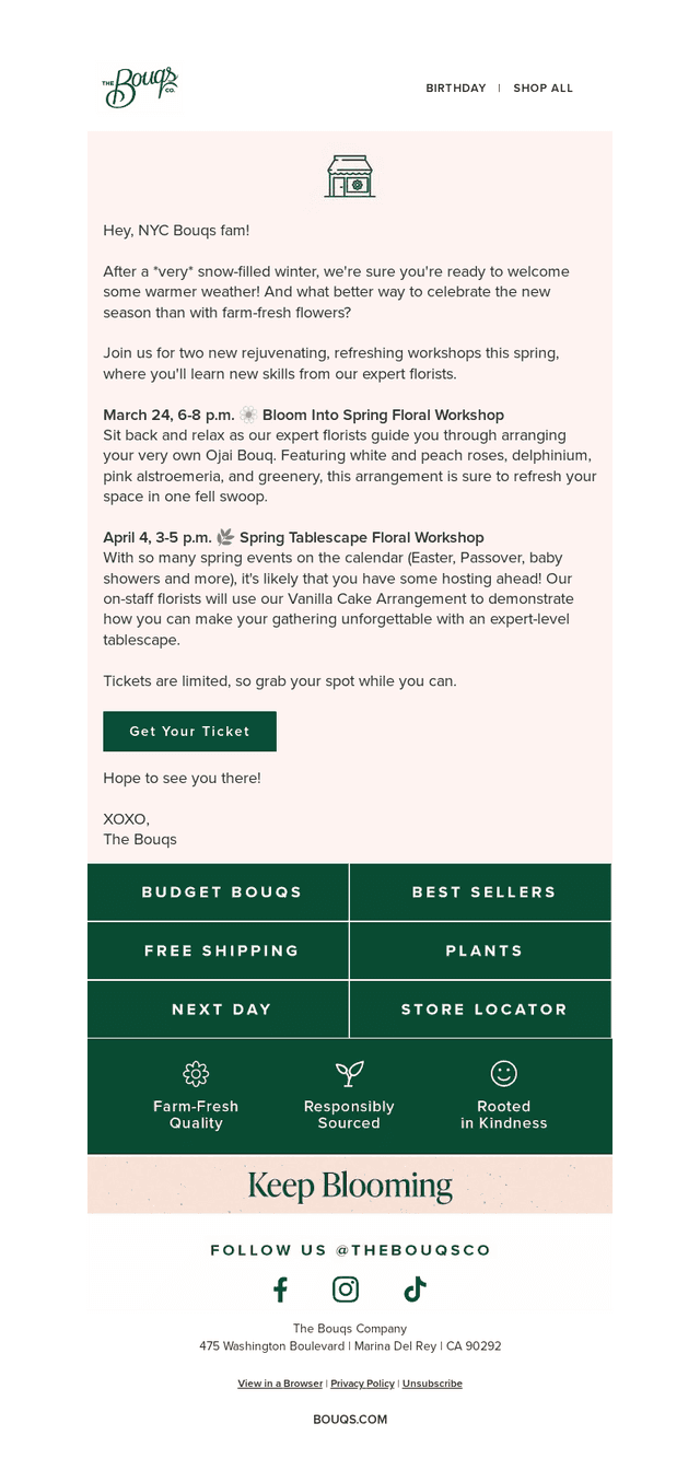 The Bouqs Co. email from Sat, Mar 14, 2026