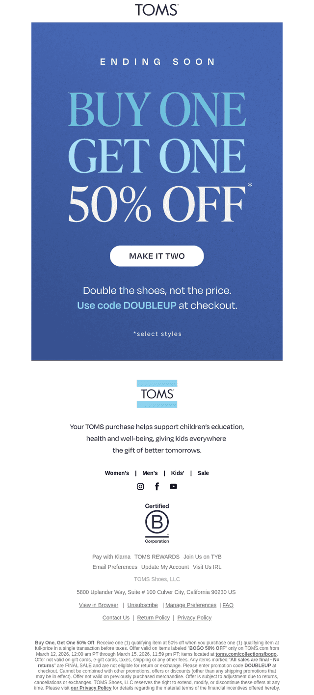 BOGO 50% Off: Only 2 Days Left! 📣