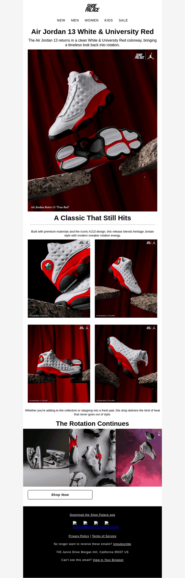 AJ13 White & University Red