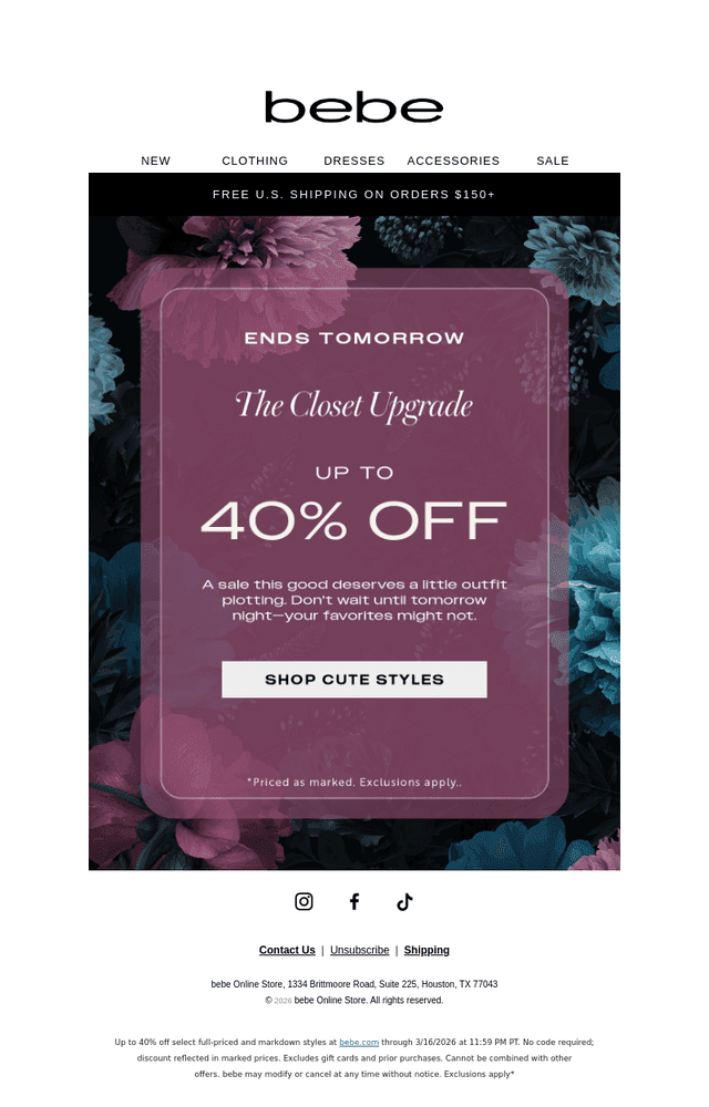 🔥 FINAL. TWO. DAYS. Up to 40% Off