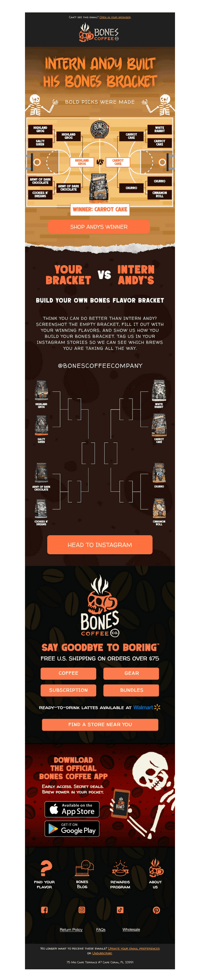 Build your bracket with Bones 🏀☕