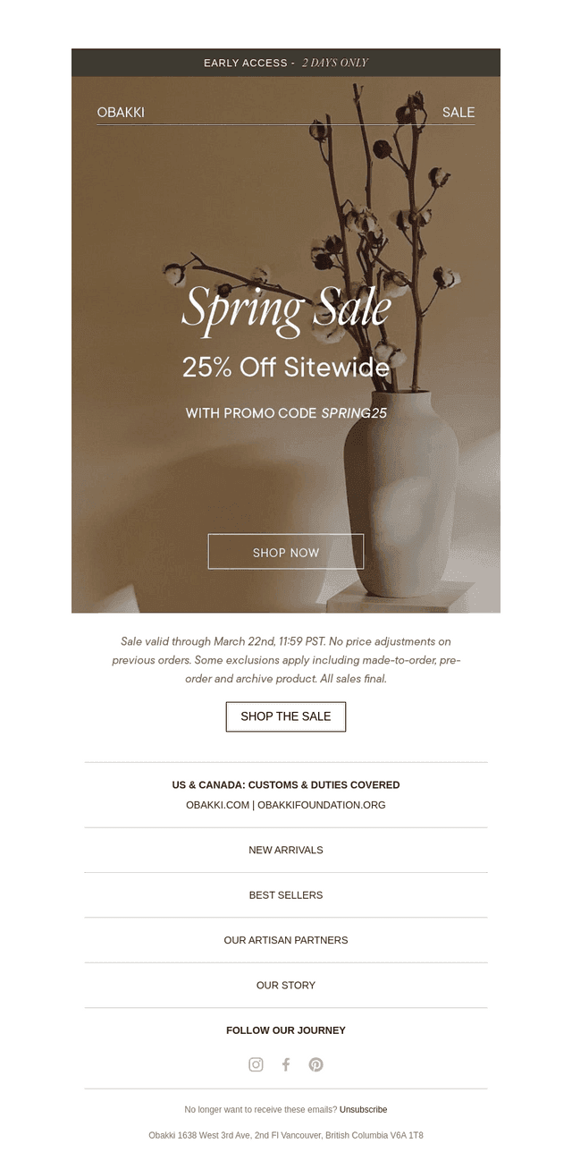 Early Access: Obakki Spring Sale