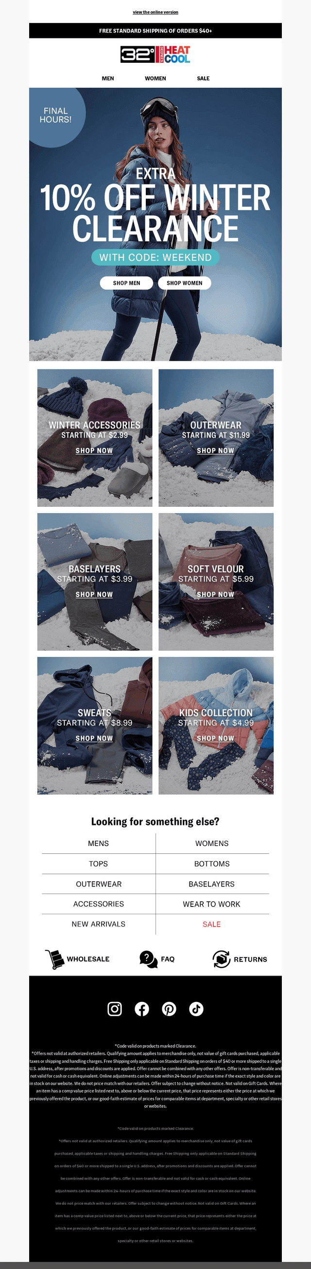 Last Chance: Extra 10% Off Clearance Ends Tonight.