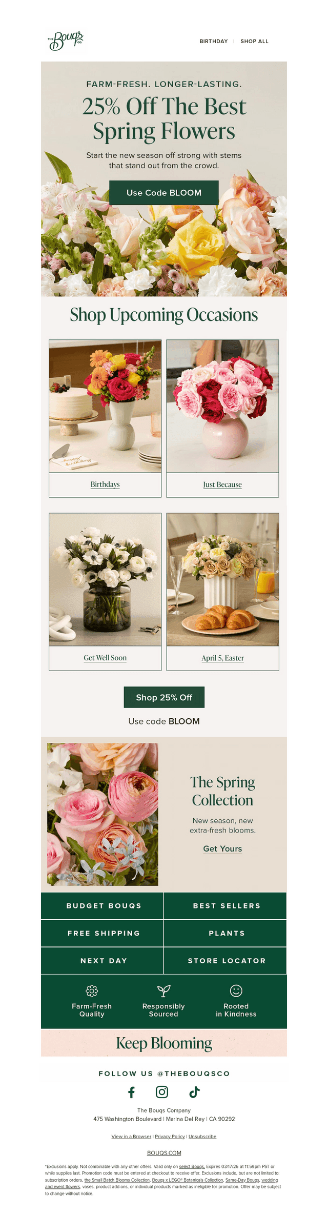 The Bouqs Co. email from Mon, Mar 16, 2026