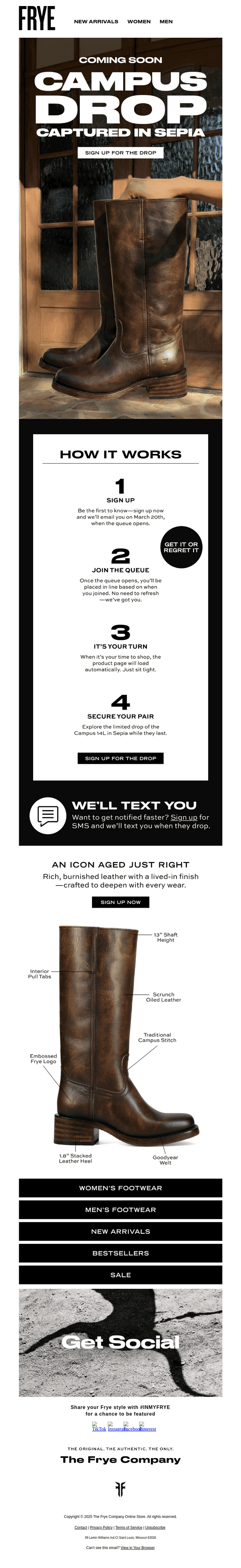 The Frye Company email from Mon, Mar 16, 2026