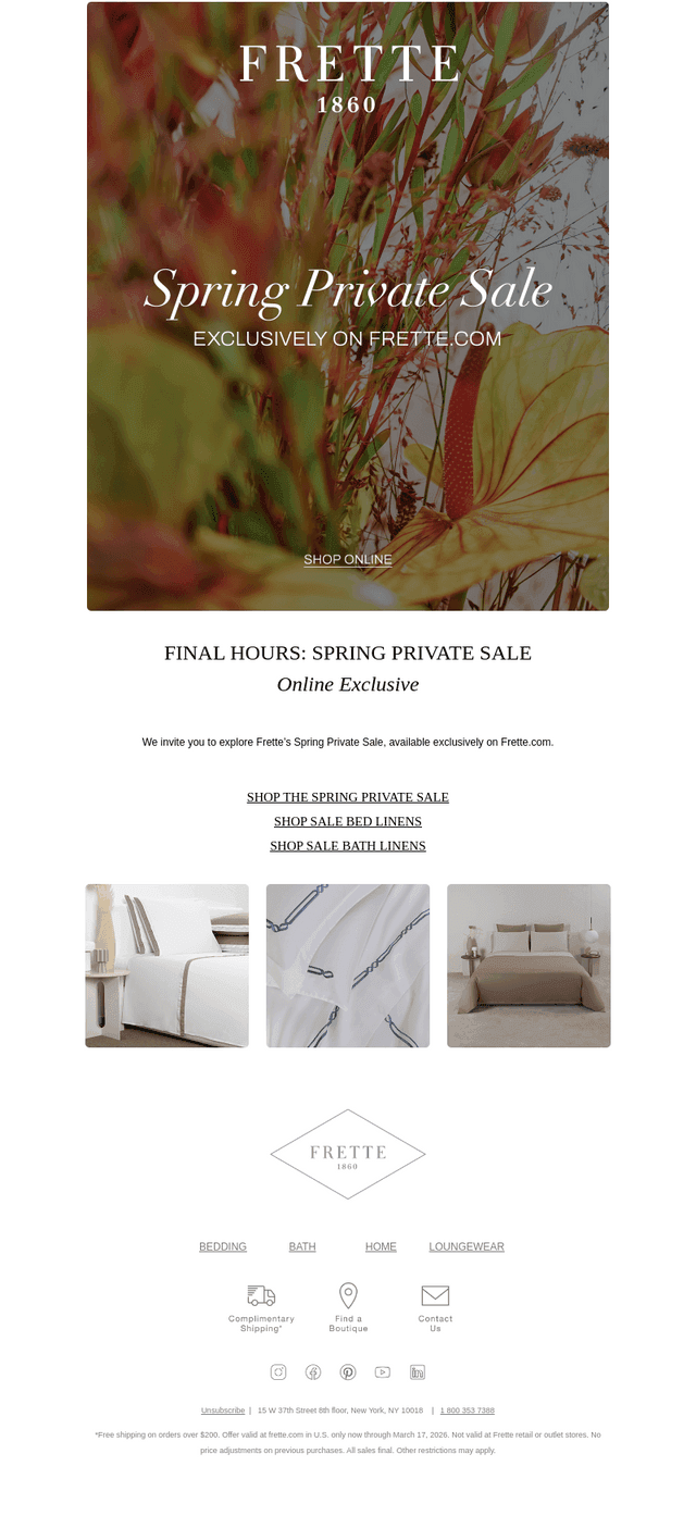 Final Hours: Frette’s Spring Private Sale