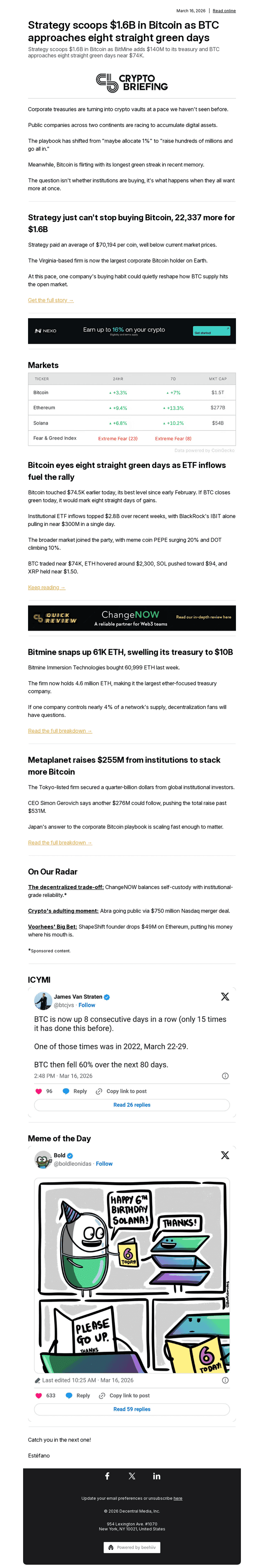 beehiiv email from Mon, Mar 16, 2026